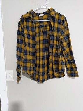 Heartloom Mustard and Navy Plaid Button-Down Shirt